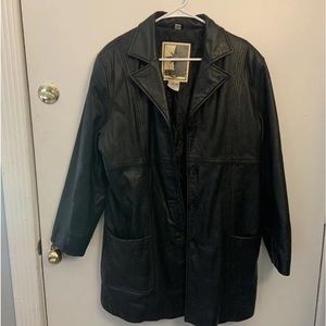 Beautiful woman’s vintage genuine leather jacket